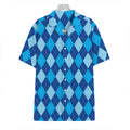 Classic Blue Argyle Pattern Print Hawaiian Shirt
