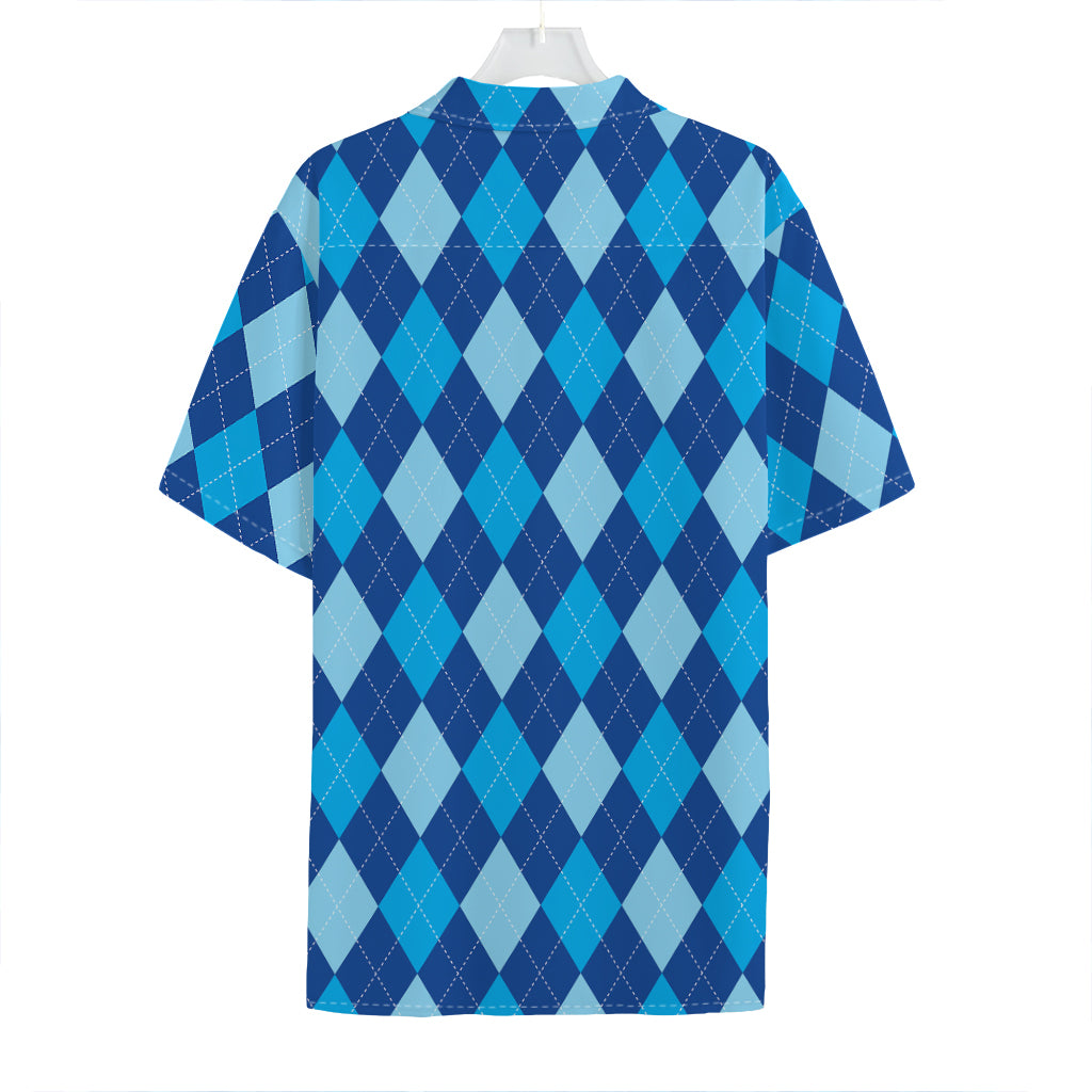 Classic Blue Argyle Pattern Print Hawaiian Shirt