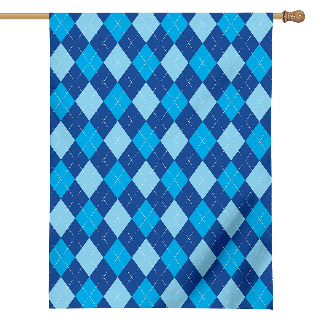 Classic Blue Argyle Pattern Print House Flag