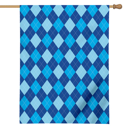 Classic Blue Argyle Pattern Print House Flag