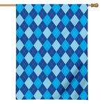 Classic Blue Argyle Pattern Print House Flag