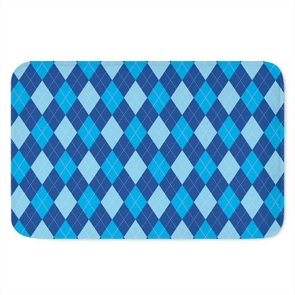 Classic Blue Argyle Pattern Print Indoor Door Mat