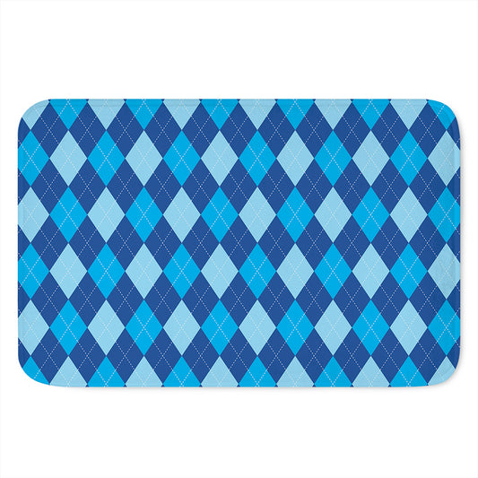Classic Blue Argyle Pattern Print Indoor Door Mat
