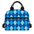 Classic Blue Argyle Pattern Print Insulated Lunch Bag