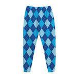 Classic Blue Argyle Pattern Print Jogger Pants