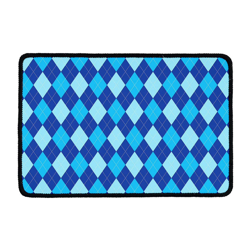 Classic Blue Argyle Pattern Print Kitchen Mat