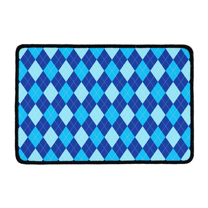 Classic Blue Argyle Pattern Print Kitchen Mat