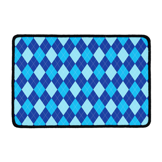 Classic Blue Argyle Pattern Print Kitchen Mat