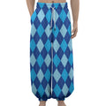 Classic Blue Argyle Pattern Print Lantern Pants