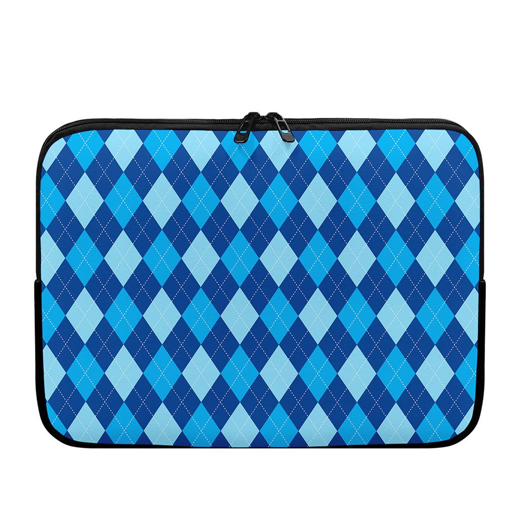 Classic Blue Argyle Pattern Print Laptop Sleeve