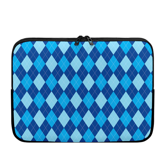 Classic Blue Argyle Pattern Print Laptop Sleeve