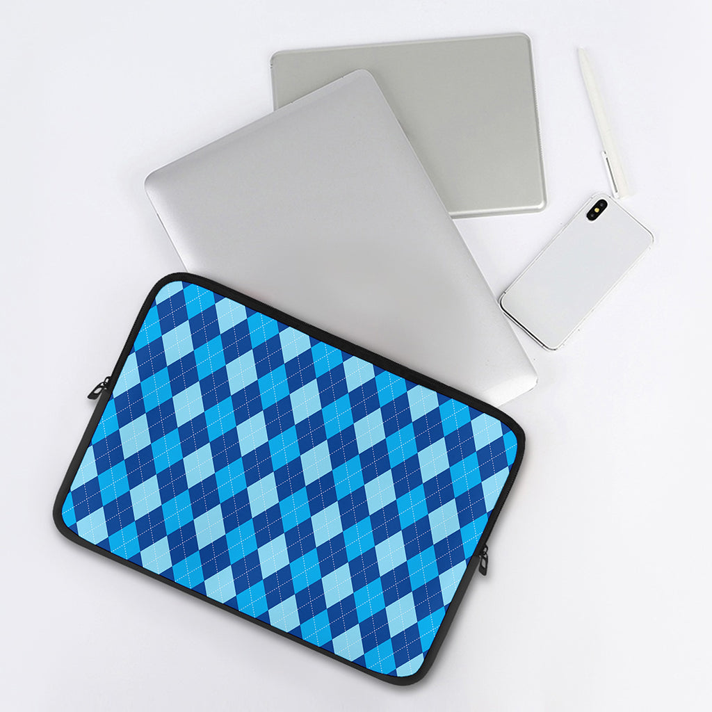 Classic Blue Argyle Pattern Print Laptop Sleeve