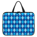 Classic Blue Argyle Pattern Print Laptop Sleeve With Handle
