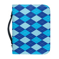Classic Blue Argyle Pattern Print Leather Bible Cover