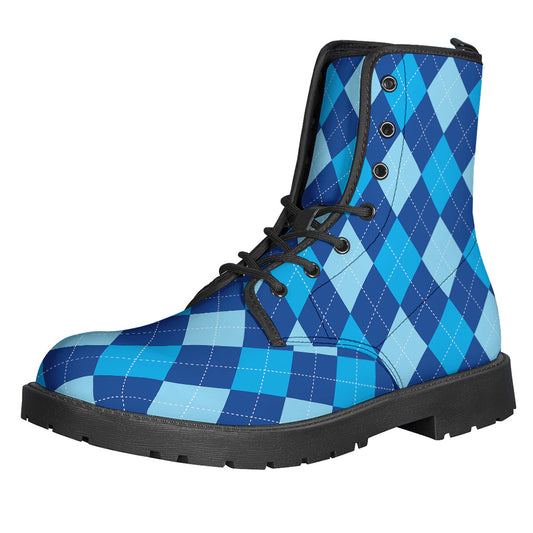 Classic Blue Argyle Pattern Print Backpack