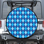 Classic Blue Argyle Pattern Print Leather Spare Tire Cover