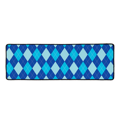 Classic Blue Argyle Pattern Print Long Kitchen Mat