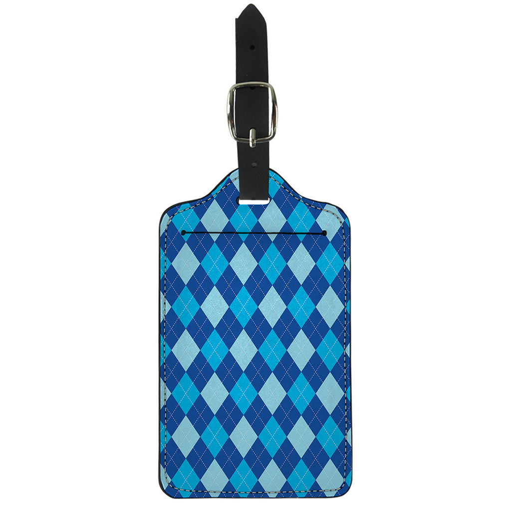 Classic Blue Argyle Pattern Print Luggage Tag