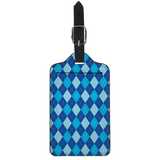 Classic Blue Argyle Pattern Print Luggage Tag