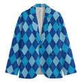 Classic Blue Argyle Pattern Print Men's Blazer