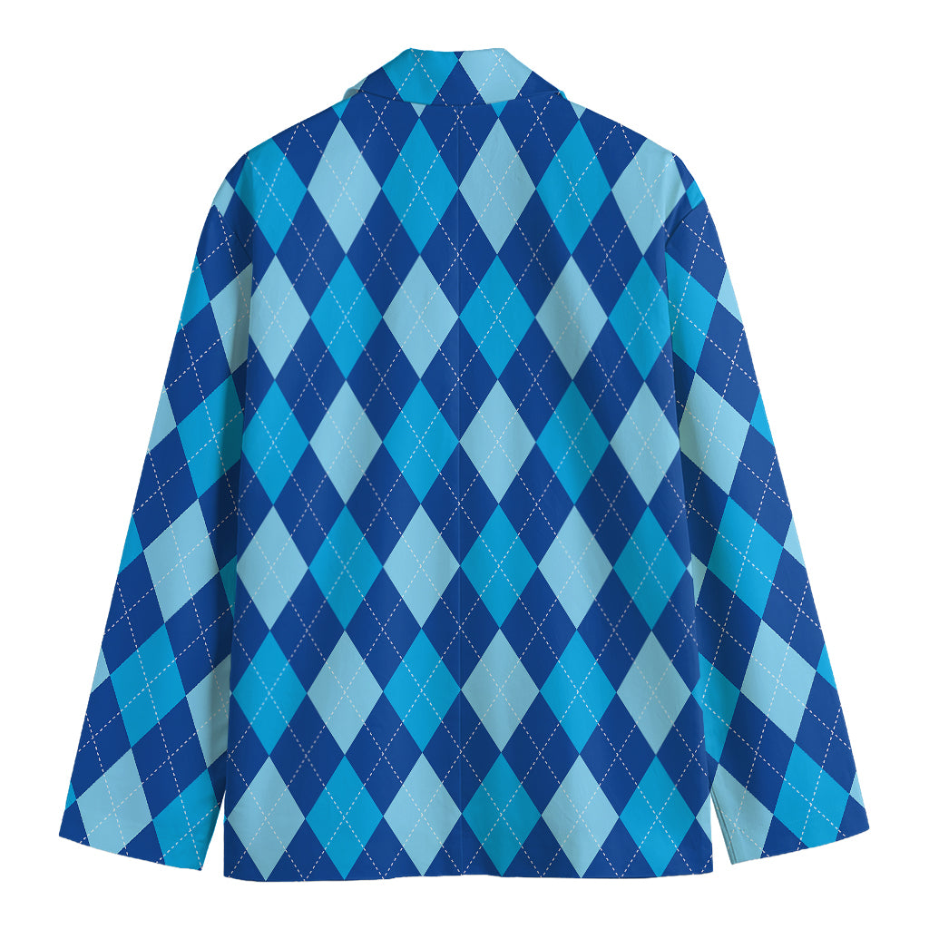 Classic Blue Argyle Pattern Print Men's Blazer