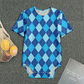 Classic Blue Argyle Pattern Print Men's Bodysuit