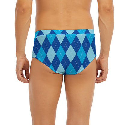 Classic Blue Argyle Pattern Print Men's Briefs