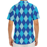 Classic Blue Argyle Pattern Print Men's Deep V-Neck Shirt