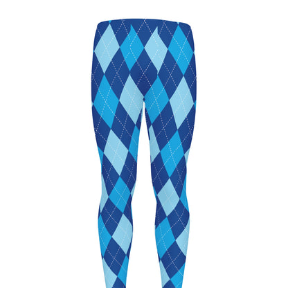 Classic Blue Argyle Pattern Print Men's leggings