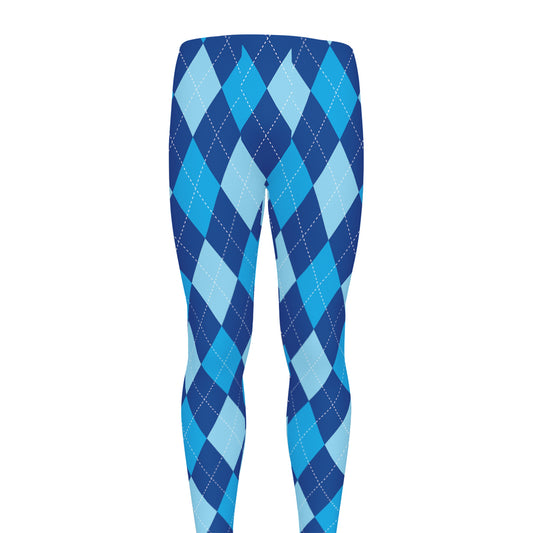 Classic Blue Argyle Pattern Print Men's leggings