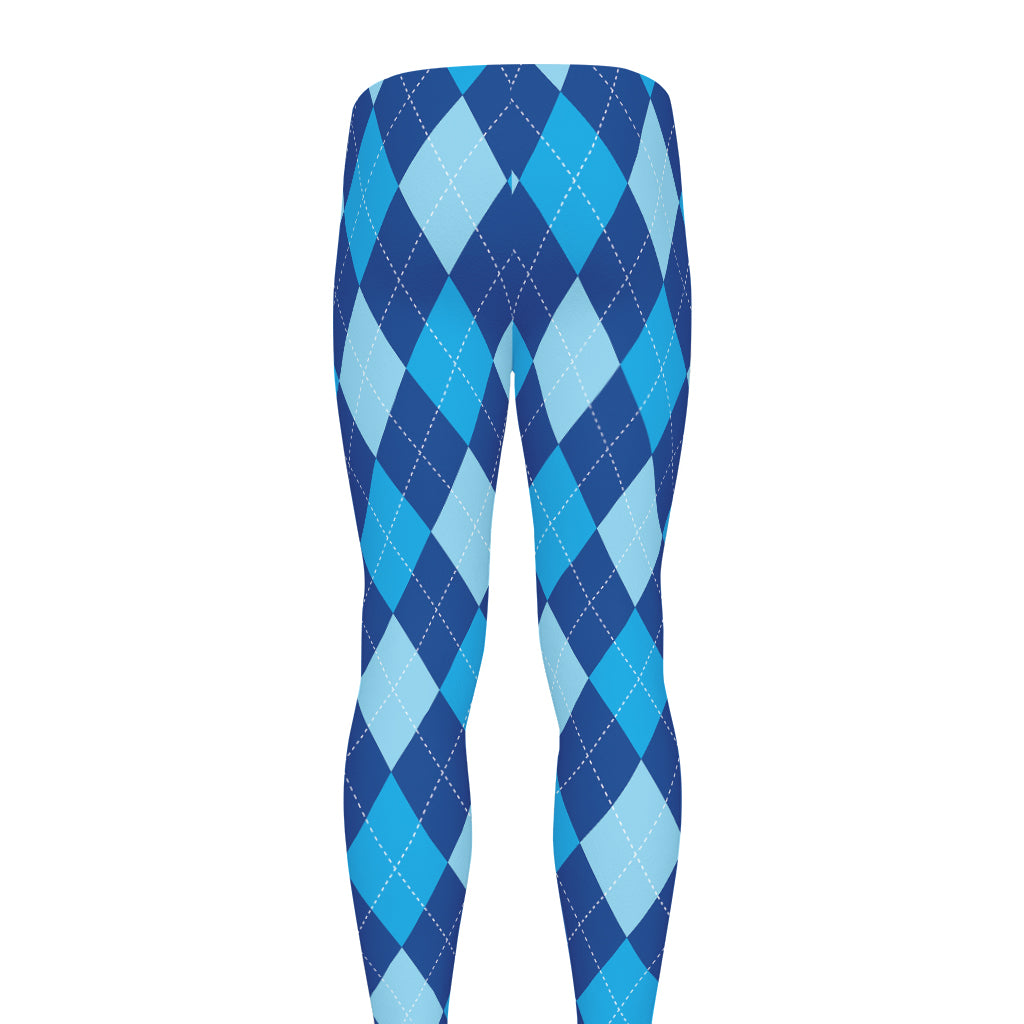 Classic Blue Argyle Pattern Print Men's leggings