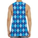 Classic Blue Argyle Pattern Print Men's Muscle Tank Top