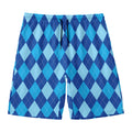 Classic Blue Argyle Pattern Print Men's Swim Trunks
