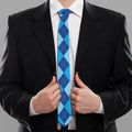 Classic Blue Argyle Pattern Print Necktie