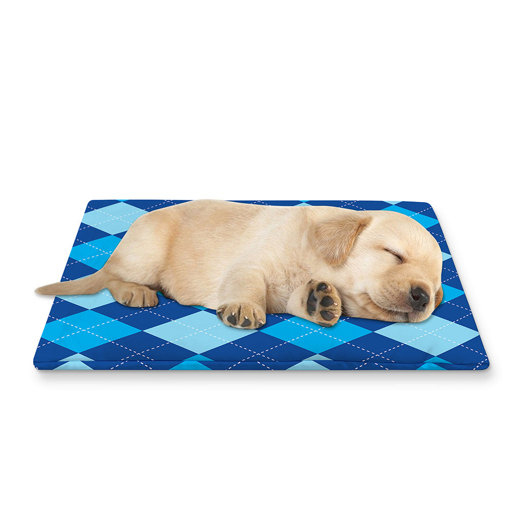 Classic Blue Argyle Pattern Print Pet Cooling Mat Cover