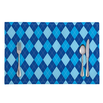Classic Blue Argyle Pattern Print Placemat