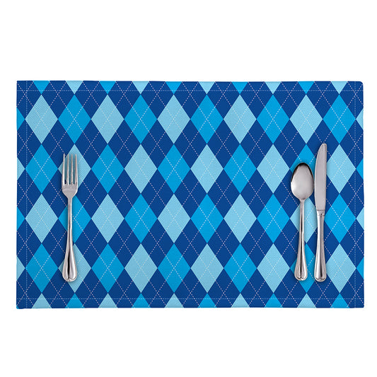 Classic Blue Argyle Pattern Print Placemat