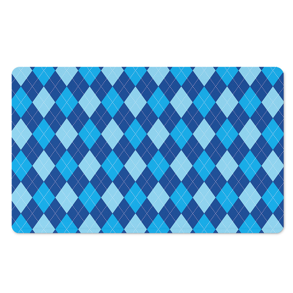 Classic Blue Argyle Pattern Print Polyester Doormat