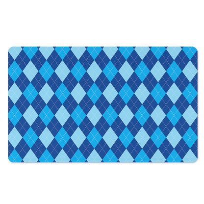 Classic Blue Argyle Pattern Print Polyester Doormat