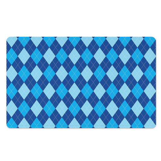 Classic Blue Argyle Pattern Print Polyester Doormat