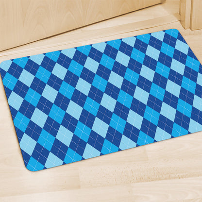 Classic Blue Argyle Pattern Print Polyester Doormat