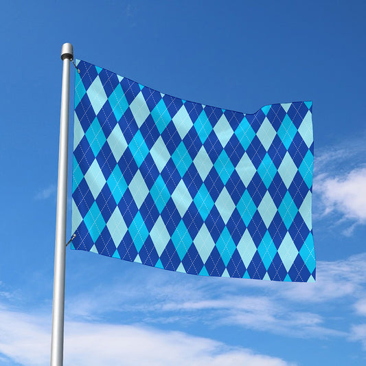 Classic Blue Argyle Pattern Print Polyester Flag