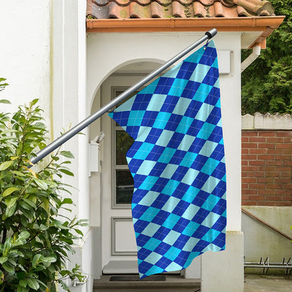 Classic Blue Argyle Pattern Print Polyester Flag