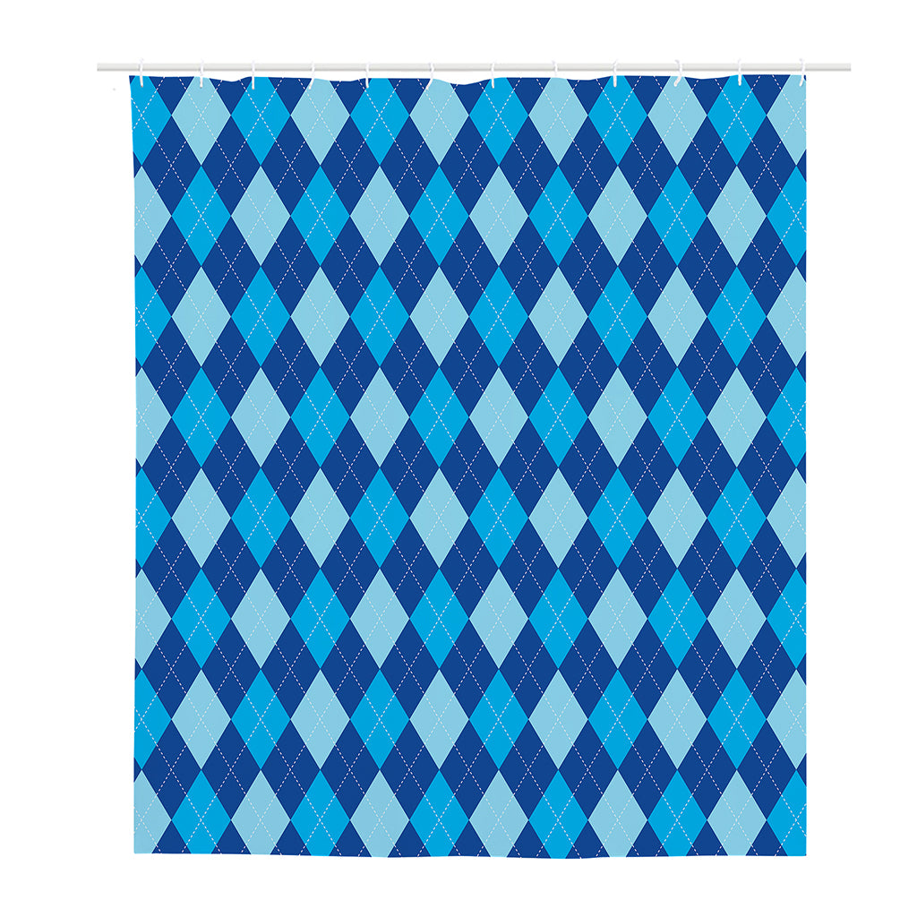 Classic Blue Argyle Pattern Print Polyester Shower Curtain