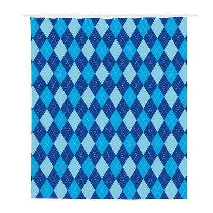 Classic Blue Argyle Pattern Print Polyester Shower Curtain