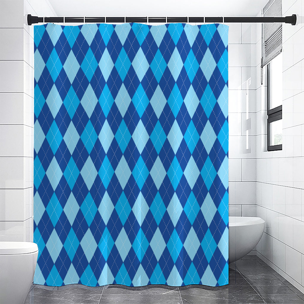 Classic Blue Argyle Pattern Print Premium Shower Curtain