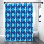 Classic Blue Argyle Pattern Print Premium Shower Curtain