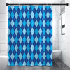 Classic Blue Argyle Pattern Print Premium Shower Curtain