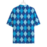Classic Blue Argyle Pattern Print Rayon Hawaiian Shirt