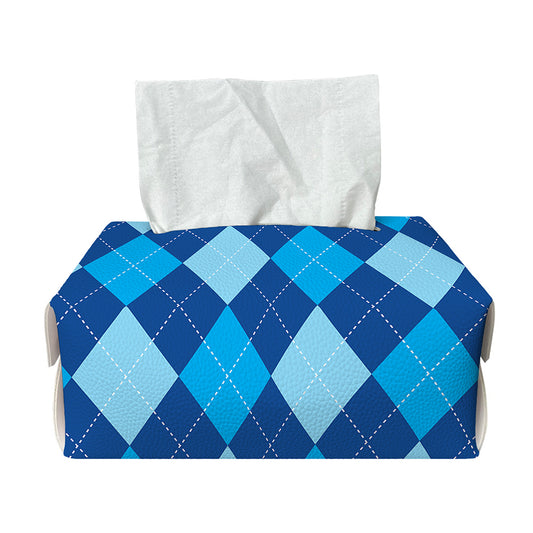 Classic Blue Argyle Pattern Print Rectangle Tissue Box Cover